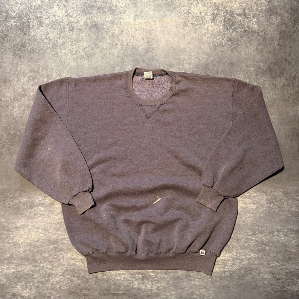 Vtg 90s Russell Athletic Sweatshirt Mens XLT Navy Purple Crewneck USA Made